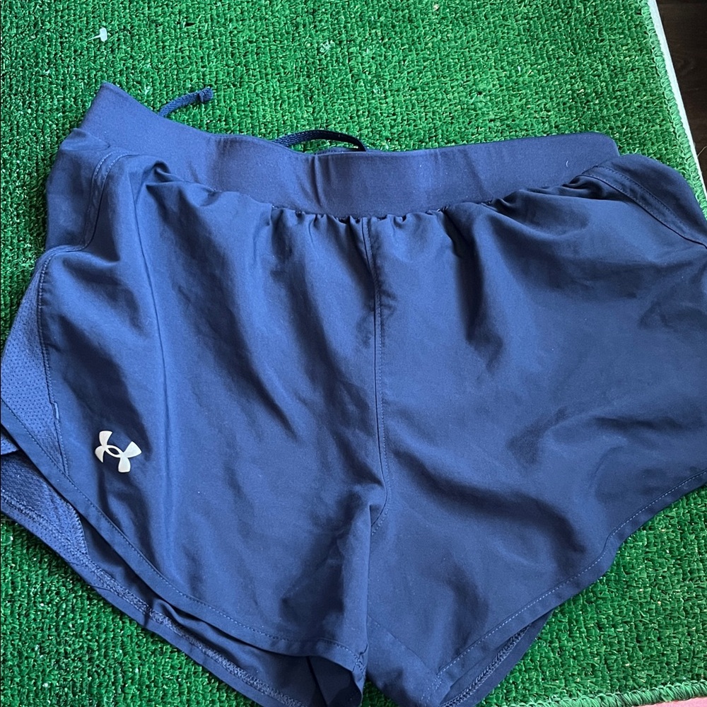 Under Armour Women's Navy Blue Athletic Shorts with Logo